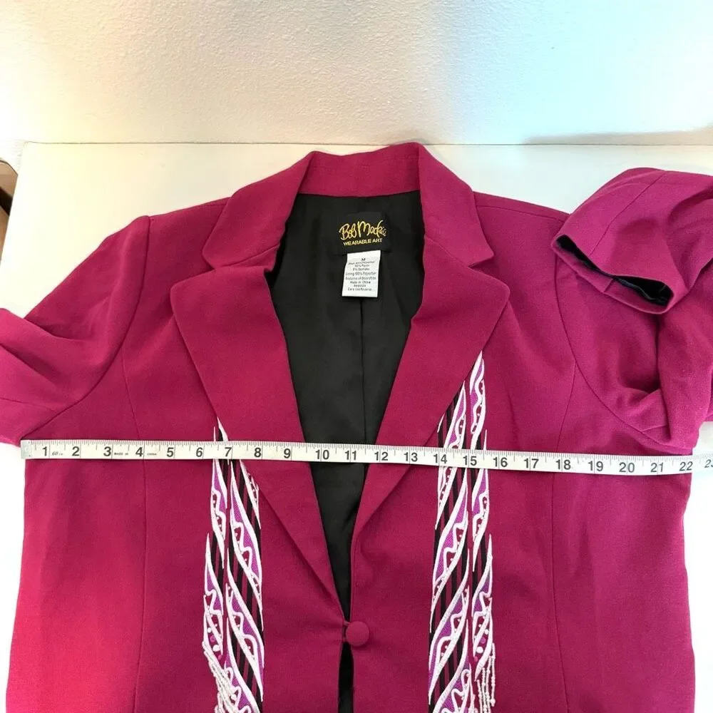 Bob Mackie Wearable Art Fuschia Beaded Blazer Size Medium - Picture 14 of 14